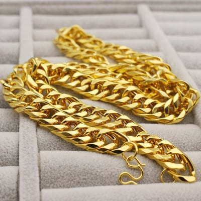 Picture of Revere Sterling Golden Solid Curb 24 Inch Chain - Gold