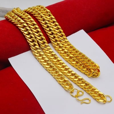 Picture of Revere Sterling Golden Solid Curb 24 Inch Chain - Gold