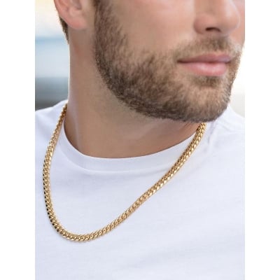 Picture of Golden Link Stainless Steel Chain For Men - Gold