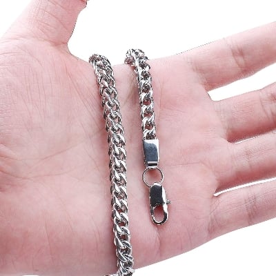 Picture of Men's Solid Sterling Rhodium Plated Chain Necklace - Gold