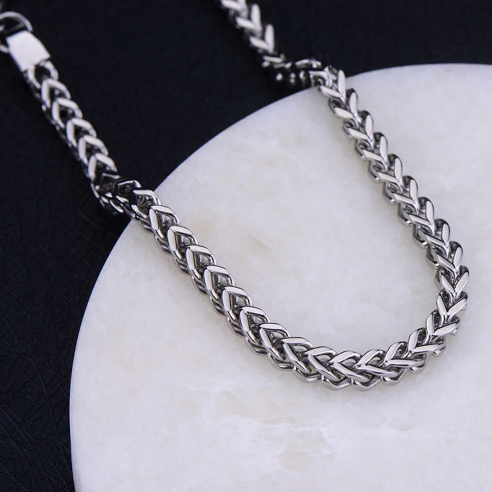 Picture of Men's Solid Sterling Rhodium Plated Chain Necklace - Gold