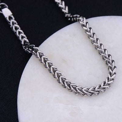 Picture of Men's Solid Sterling Rhodium Plated Chain Necklace - Gold