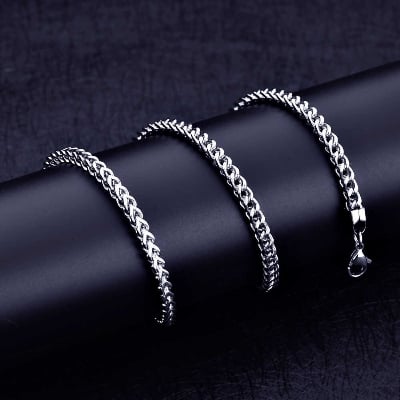 Picture of Men's Solid Sterling Rhodium Plated Chain Necklace - Gold