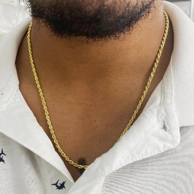 Picture of Rofe Sterling Golden Solid Curb 24 Inch Chain - Gold