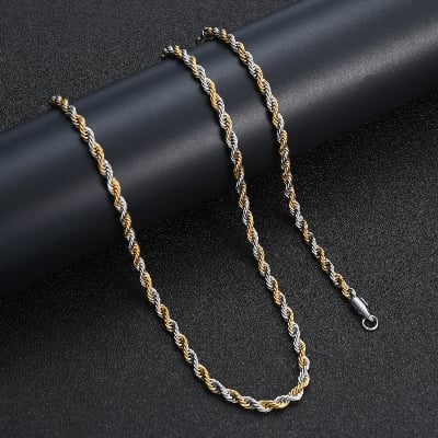 Picture of Silver & golden Mix Rofe Chain For Man & Women - Silver
