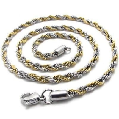 Picture of Silver & golden Mix Rofe Chain For Man & Women - Silver