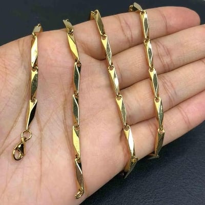 Picture of Golden Fashioinabll Ricce Chain For Man & Women - Gold