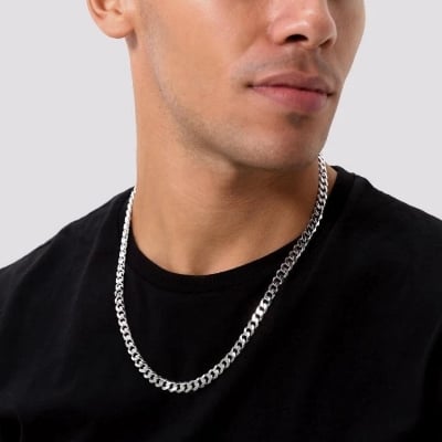 Picture of Stylish Silver Metal Chain For Men - Silver