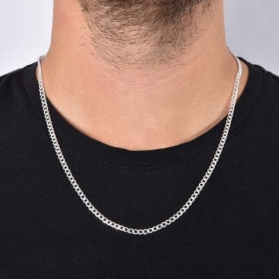 Picture of Revere Sterling Silver Solid Curb 24 Inch Chain - Silver
