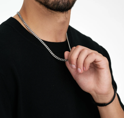 Picture of Titanium Stainless Steel Chain For Men - Silver