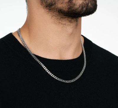 Picture of Titanium Stainless Steel Chain For Men - Silver
