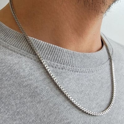 Picture of Titanium Stainless Steel Chain For Men - Silver