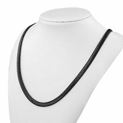 Picture of Stylish Black Metal Snake Chain For Men - Black