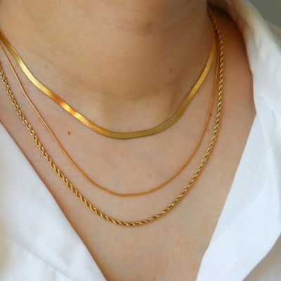 Picture of New Golden Metal Snake Chain For Men & Women - Silver