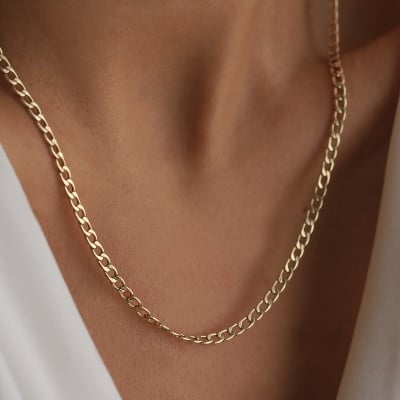 Picture of Revere Sterling Golden Solid Curb 24 Inch Chain - Gold