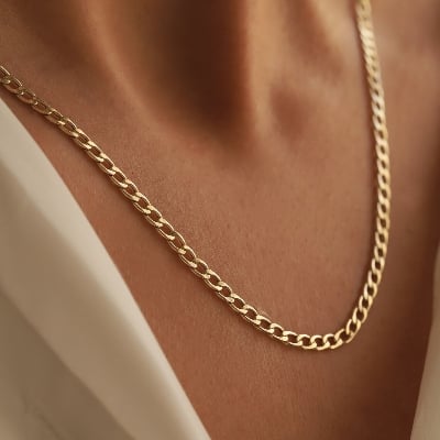 Picture of Revere Sterling Golden Solid Curb 24 Inch Chain - Gold