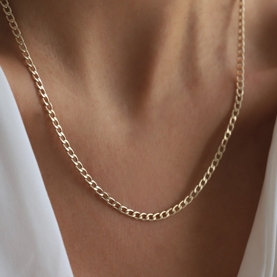 Picture of Revere Sterling Golden Solid Curb 24 Inch Chain - Gold