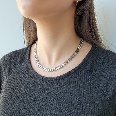 Picture of Silver Women's Solid Sterling Rhodium Plated Chain Necklace - Gold