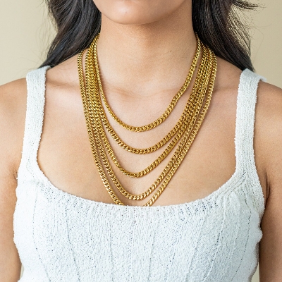 Picture of Romantic Stainless Steel Women's Chain - Gold