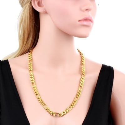 Picture of Women's Solid Sterling Rhodium Plated Chain Necklace - Gold