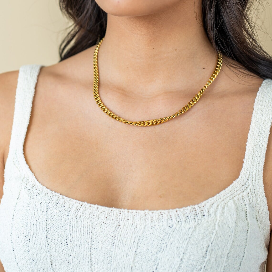 Picture of Women's Curb Chain Necklace Sterling Golden - Gold