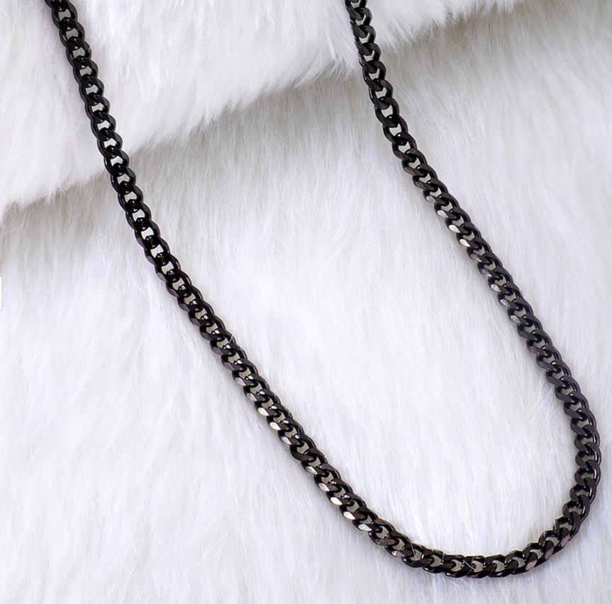 Picture of Black Stylish Stainless Steel Chain For Man - Gold