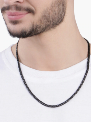 Picture of Black Stylish Stainless Steel Chain For Man - Gold