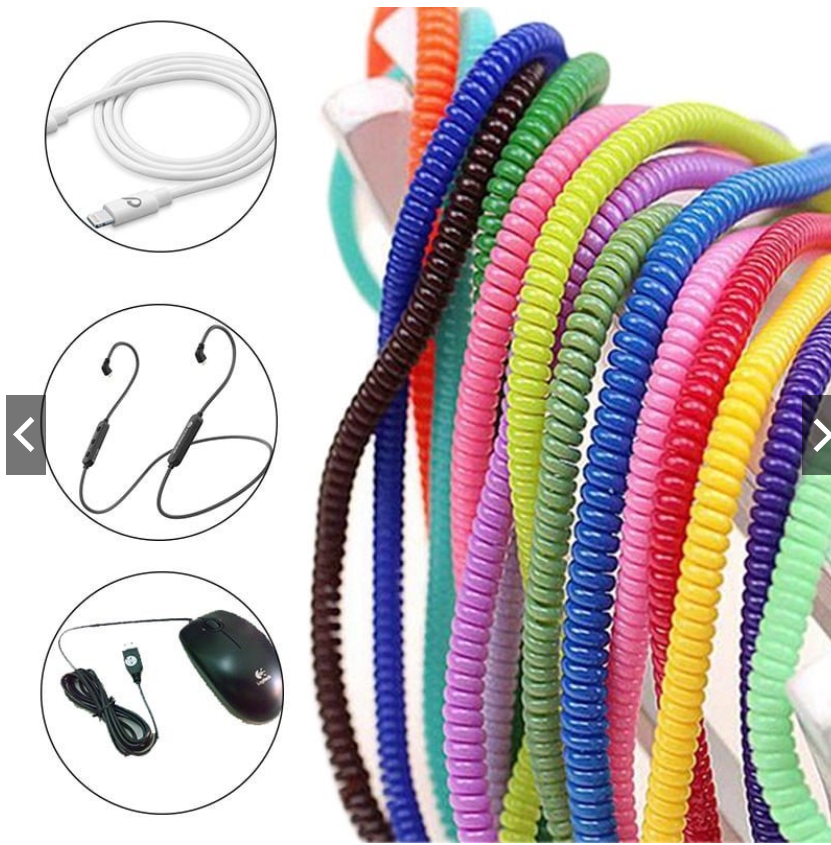 Picture of 1.15M Cable Protector Bobbin Winder Data Line Case Rope Protection Spring - Black, 