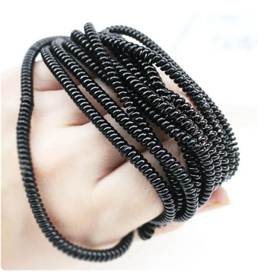 Picture of 1.15M Cable Protector Bobbin Winder Data Line Case Rope Protection Spring - Black, 