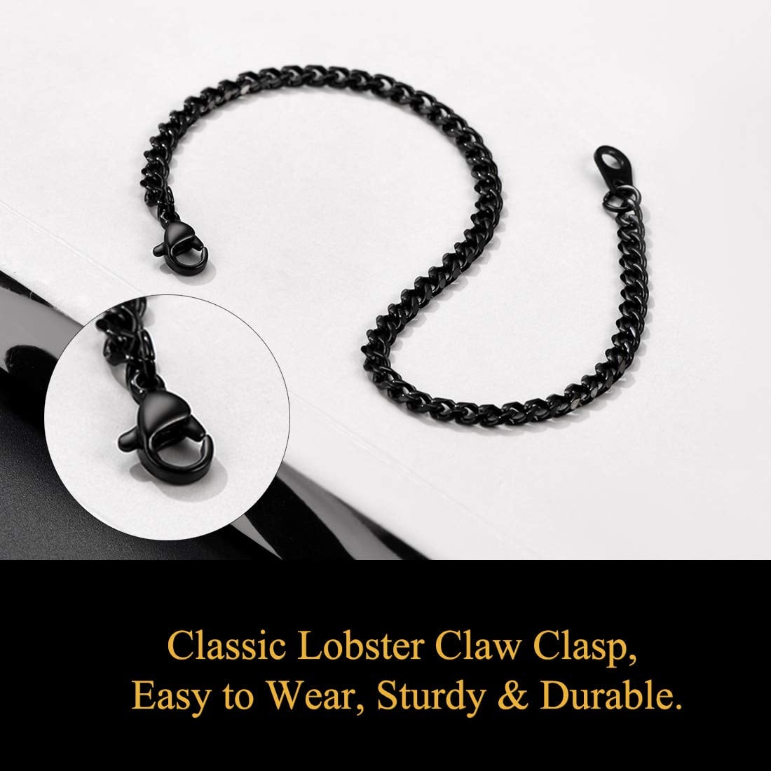 Picture of Men's Black Flat Curb Chain Bracelet - Black