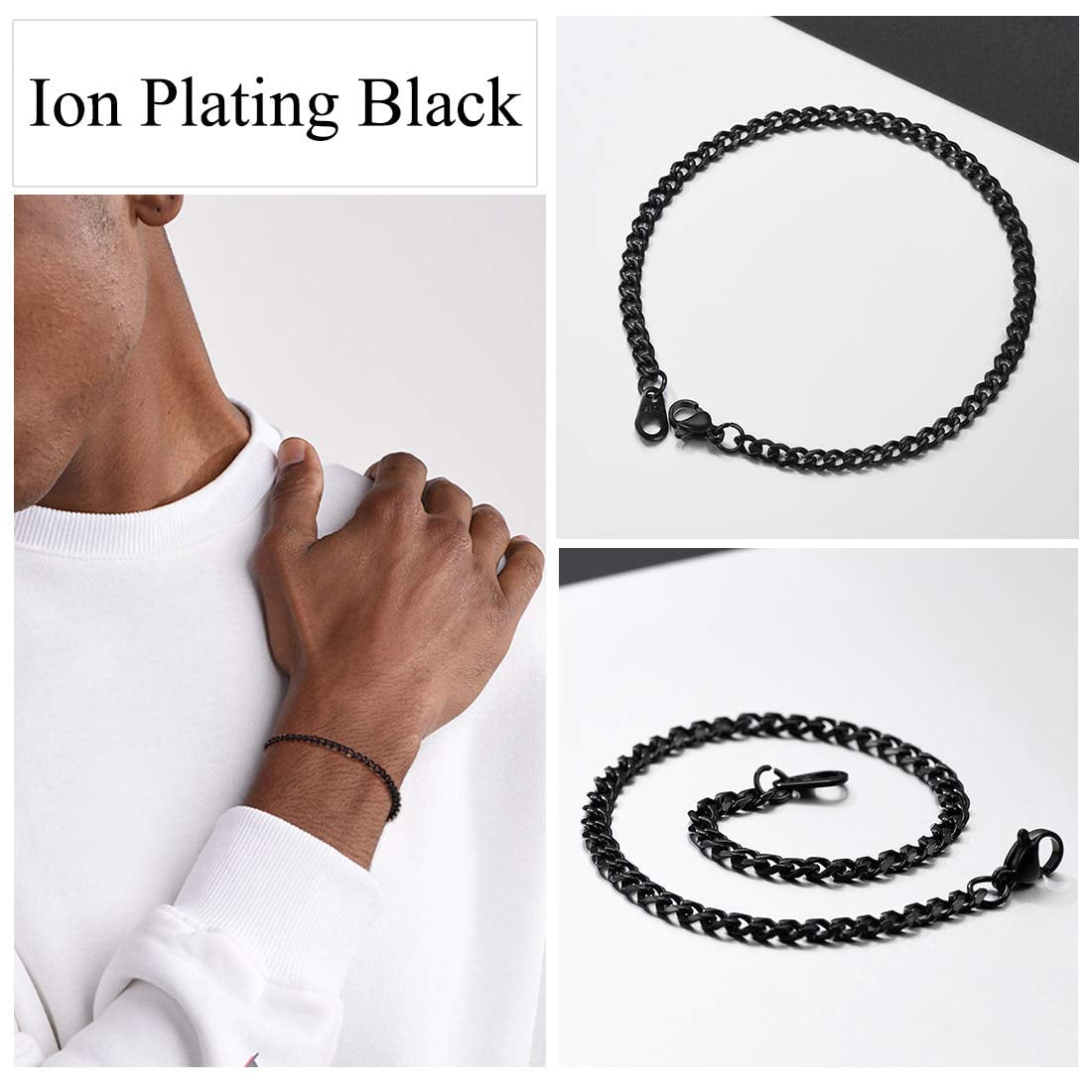 Picture of Fashion Man Jewelry Chain Bracelets- Black Fashion Bracelet - Black