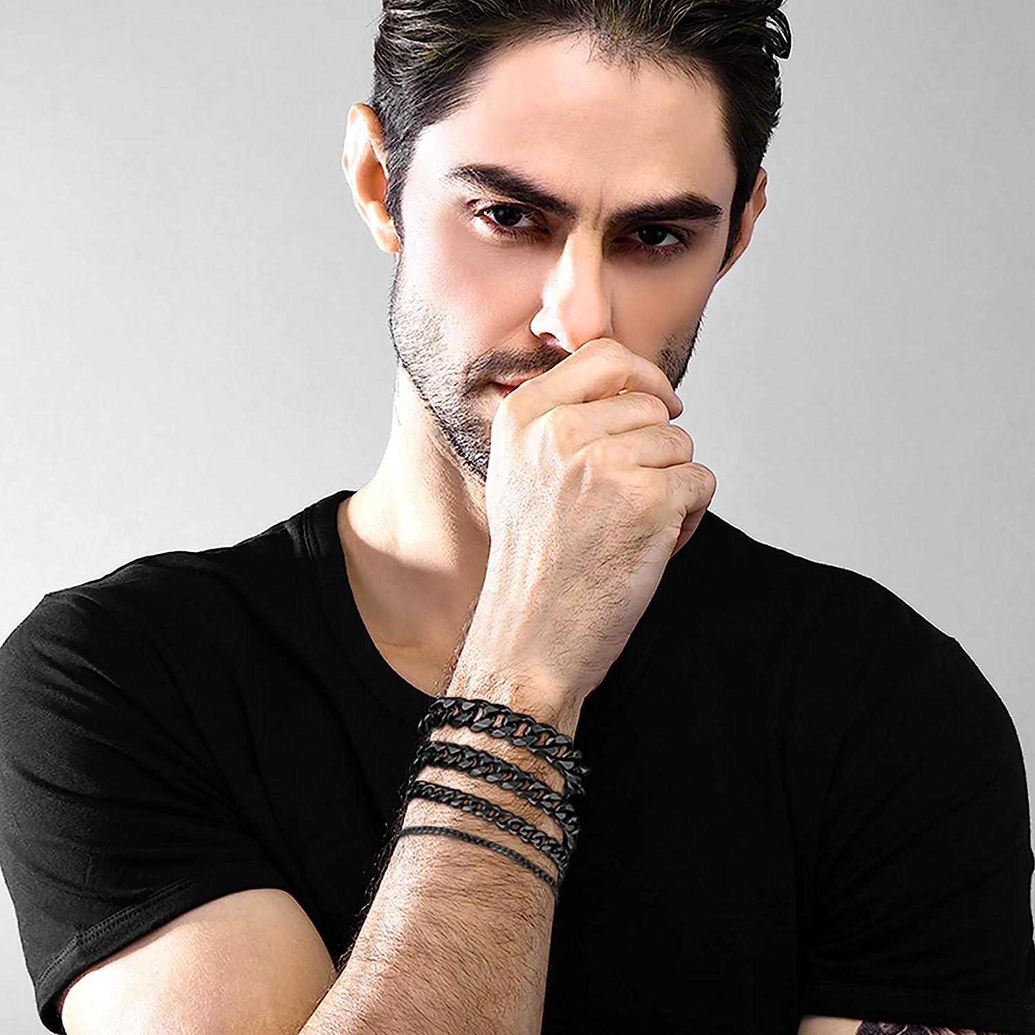 Picture of Fashion Man Jewelry Chain Bracelets- Black Fashion Bracelet - Black