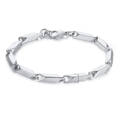 Picture of Silver Fashionable Rice Chain Bracelet For Man - Silver