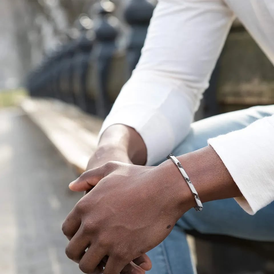 Picture of Silver Fashionable Rice Chain Bracelet For Man - Silver