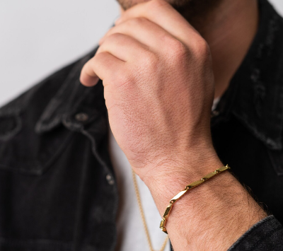 Picture of Fashionable Rice Chain Bracelet For Man - Gold
