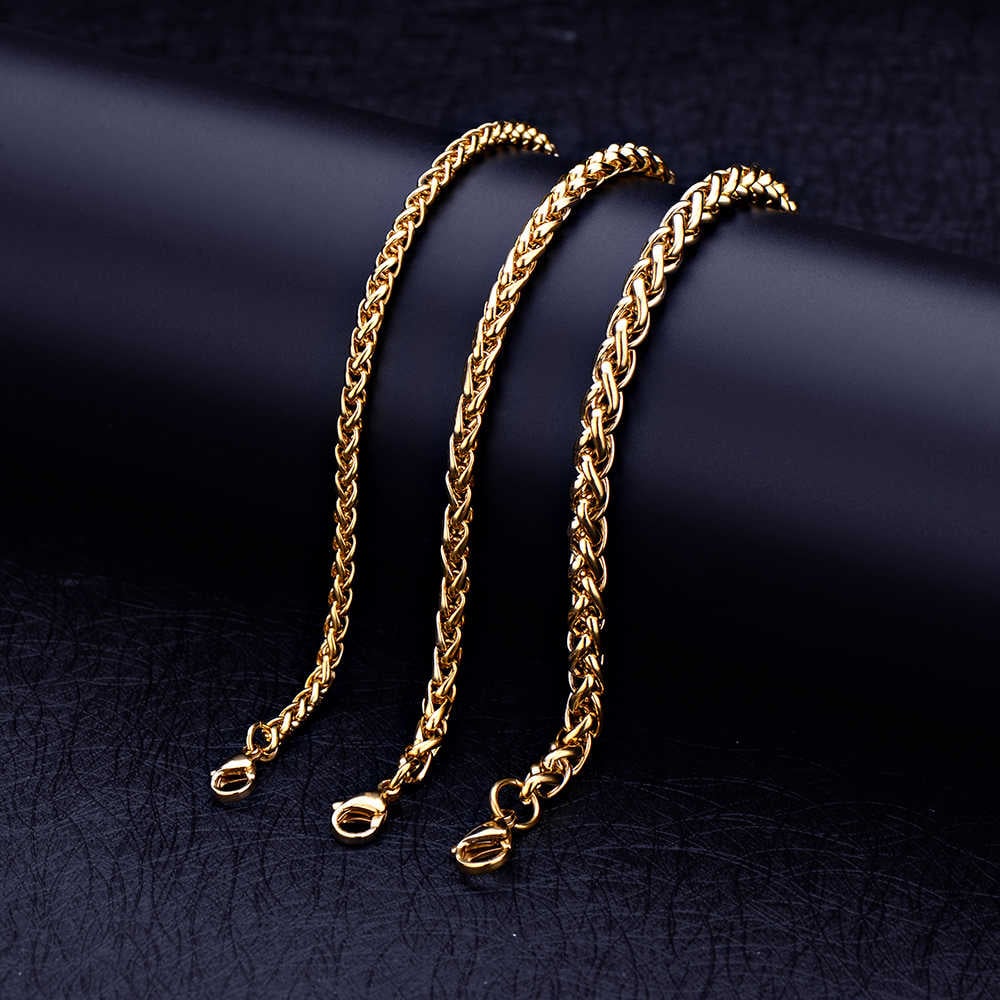 Picture of Stainless Steel Golden Bracelet For Men_Round Bracelet For Man - Gold
