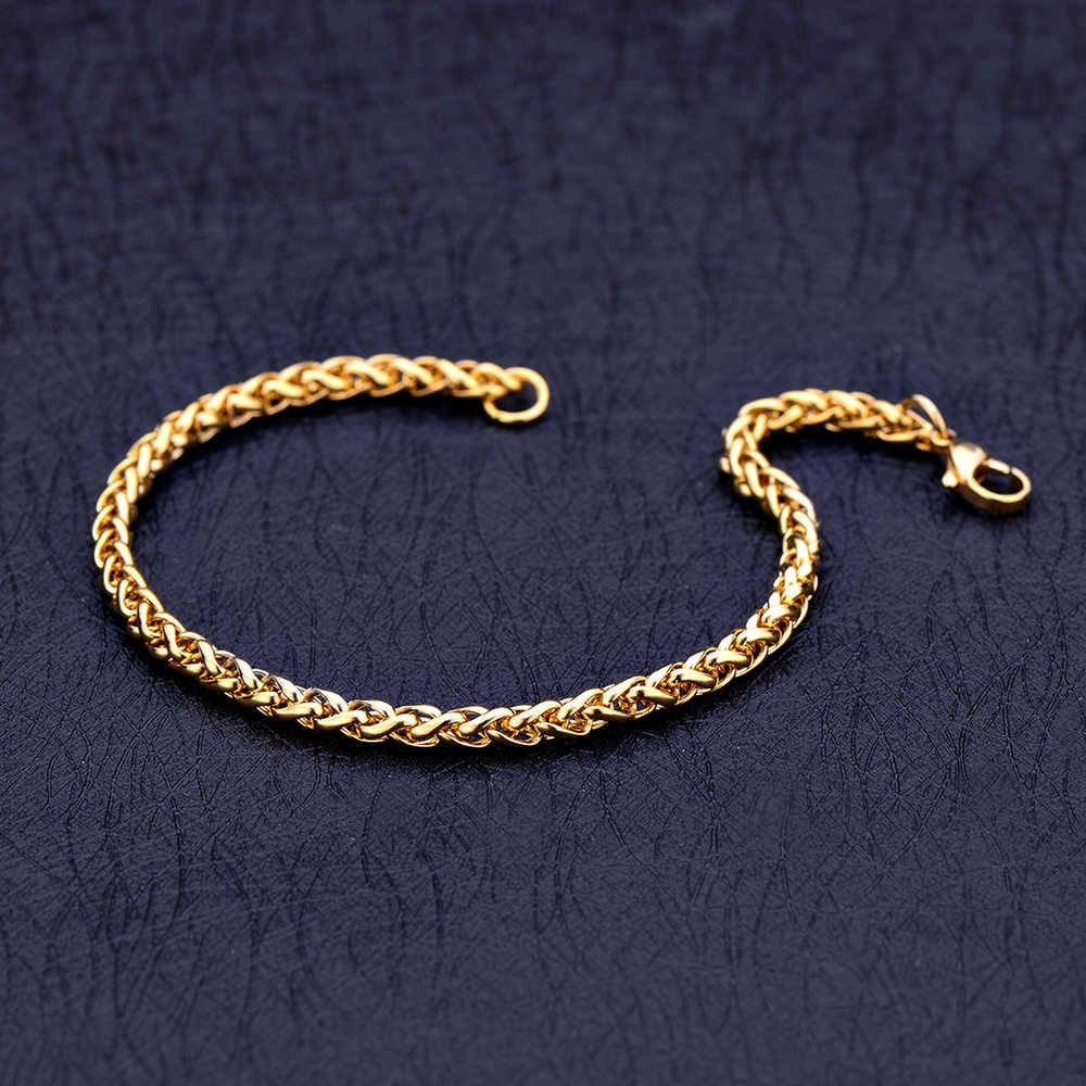 Picture of Stainless Steel Golden Bracelet For Men_Round Bracelet For Man - Gold