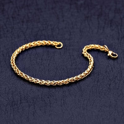 Picture of Stainless Steel Golden Bracelet For Men_Round Bracelet For Man - Gold
