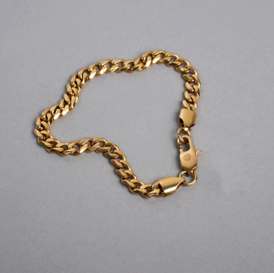 Picture of Men's Powerful Stainless Steel Bracelet_ Golden Stylish Chain Bracelet - Gold