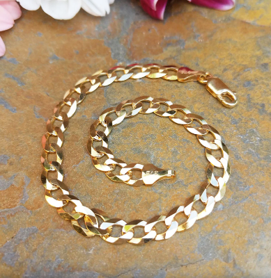Picture of Men's Golden Flat Curb Chain Bracelet_ Bracelet For Man - Gold