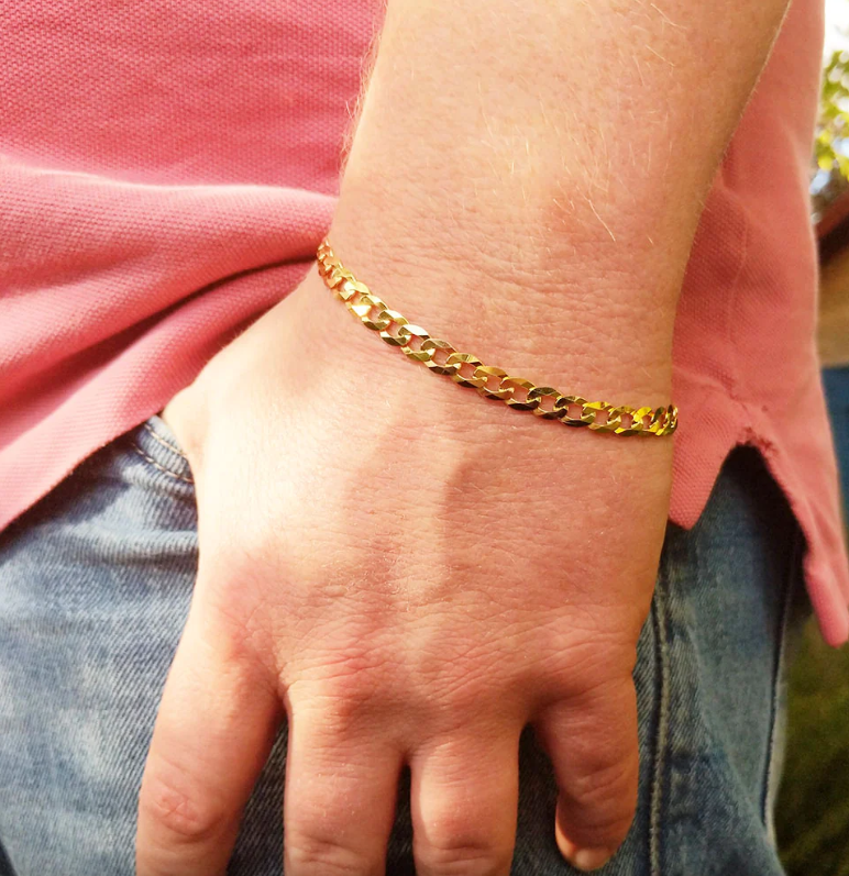 Picture of Men's Golden Flat Curb Chain Bracelet_ Bracelet For Man - Gold