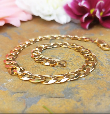 Picture of Men's Golden Flat Curb Chain Bracelet_ Bracelet For Man - Gold