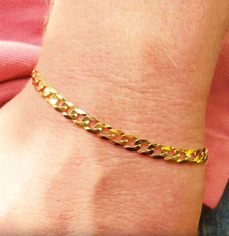 Picture of Golden Stylish Bracelet -Powerful Stainless Steel- Fashion Chain Bracelet - Gold