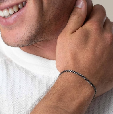 Picture of Stainless Steel Bracelet for Men_ Silver Stylish Chain Bracelet - Silver