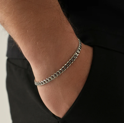 Picture of Man's Stainless Steel Bracelet _Silver Stylish Chain Bracelet - Silver