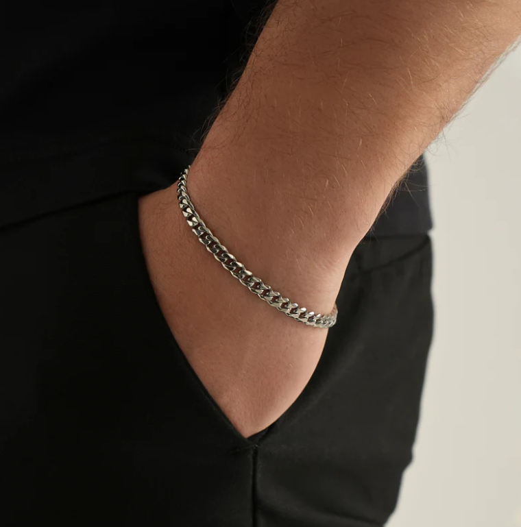 Picture of Man's Stainless Steel Bracelet _Silver Stylish Chain Bracelet - Silver