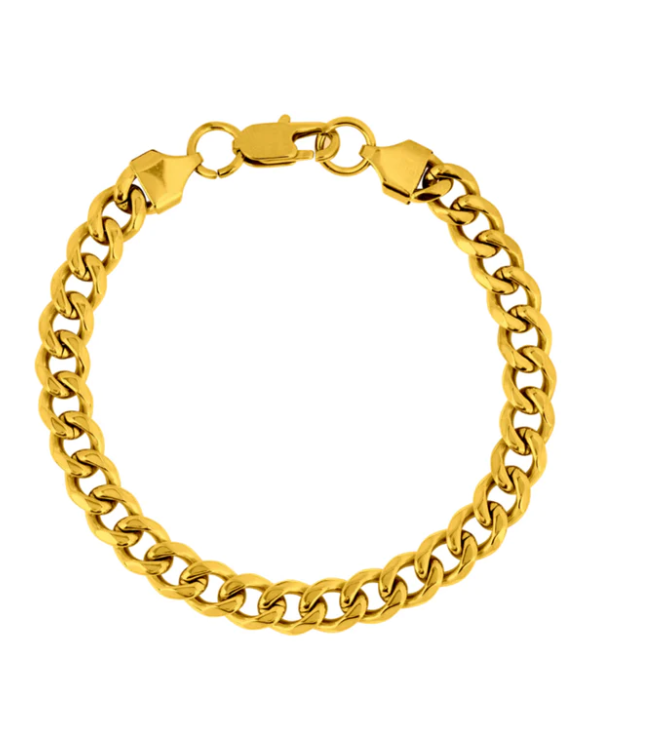 Picture of Golden Mens Powerful Stainless Steel Bracelet_Stylish Chain Bracelet - Gold