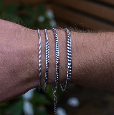 Picture of Silver Metal Bracelet For Men_ Silver Stylish Chain Bracelet - Silver