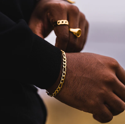 Picture of Men's Golden Chain Bracelet-Bracelet For Men -Golden Bracelet - Gold