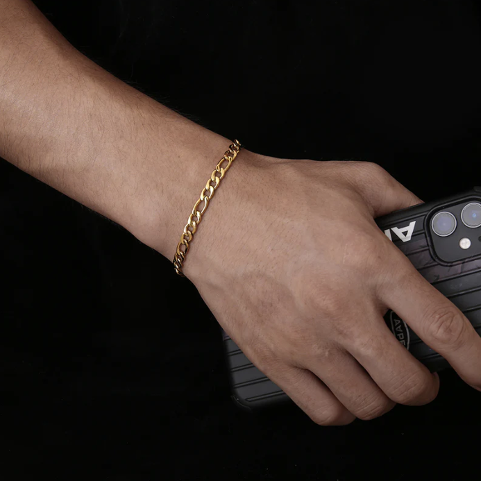 Picture of Men's Golden Chain Bracelet-Bracelet For Men -Golden Bracelet - Gold